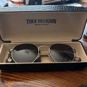 True Religion Gold and Black Sunglasses